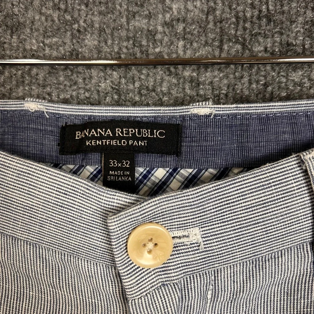 Banana Republic Kentfield Pant Mens 33x32 Blue Excellent Seersucker Pinstripe